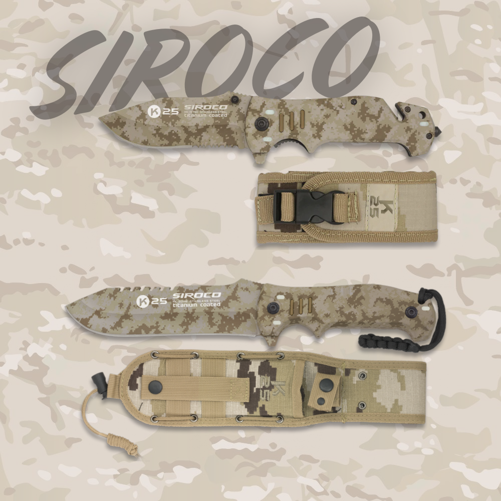 SIROCO SET - Duo de couteaux et étuis camo aride